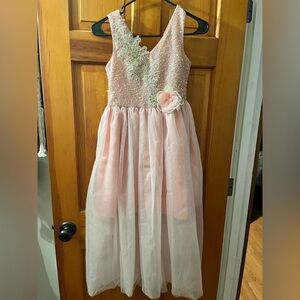 Bonnie Jean Girls 10 Sleeveless Pink Bow Floral Sequin Wedding Flower Easter